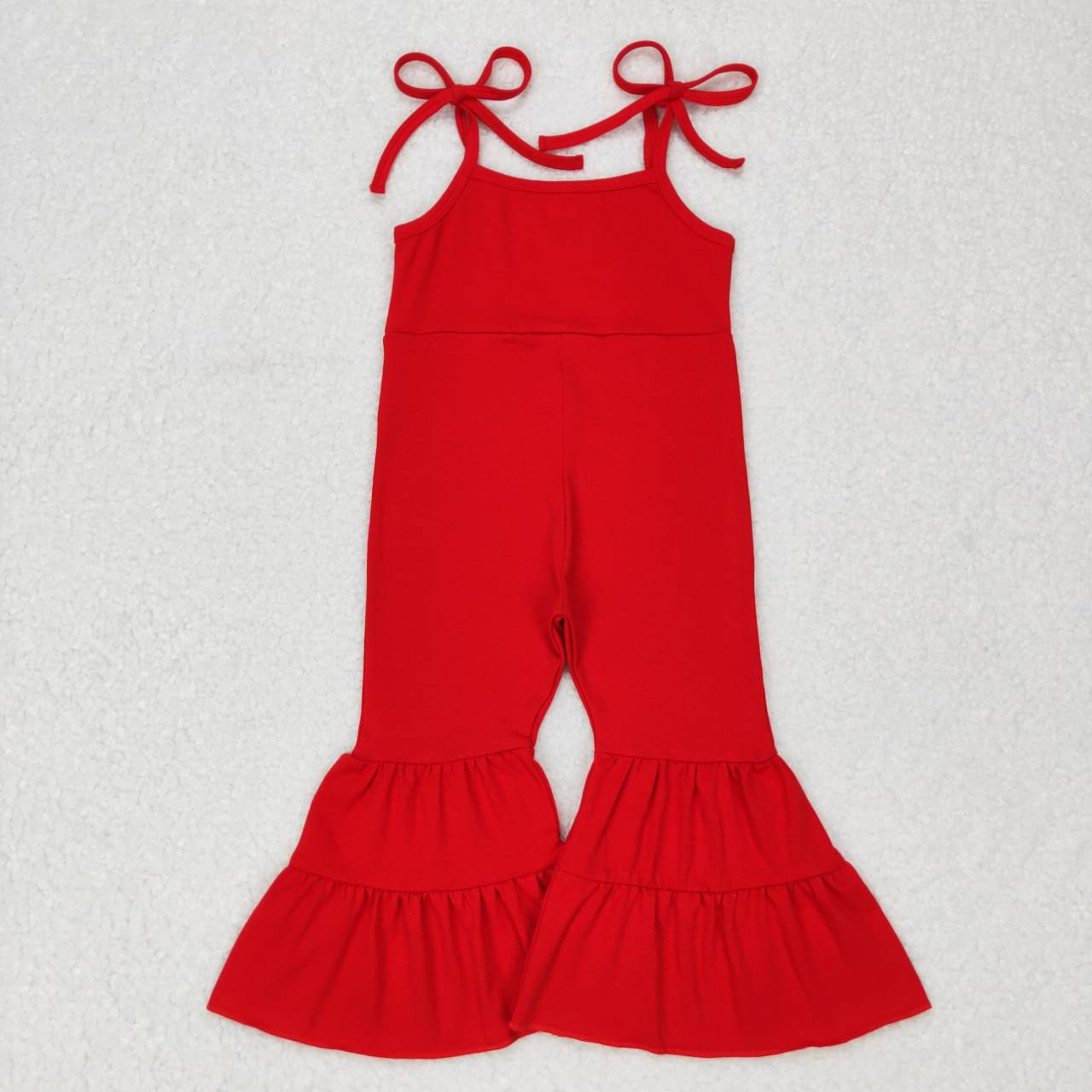 Baby Girls Red Straps Bell Bottom Jumpsuits