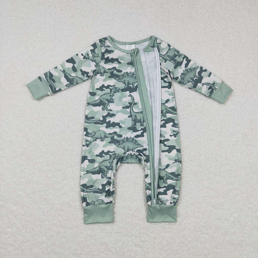 Baby Infant Boys Dinosaur Zip Long Sleeve Rompers