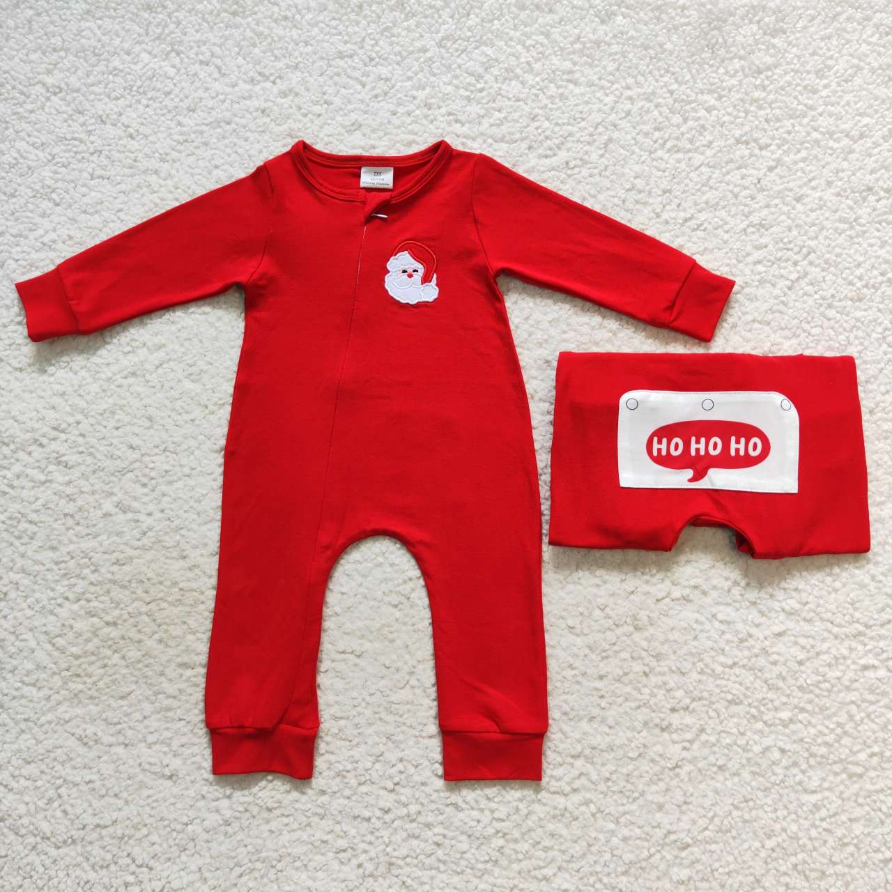 Baby Boys Christmas Santa Red Zip Rompers