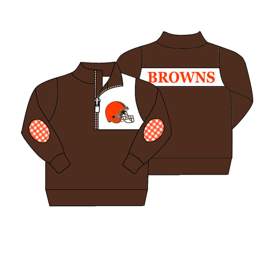 Baby Boys Brown Team Pullover Jackets Tops preorder(moq 5)