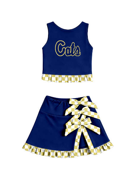Preorder (moq 5)Baby Girls Seneca Vest Bows Short Skirt Short Team Yoga Active Clothes Set
