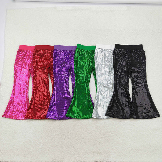 Baby Girls Colorful Sequin Sparkle Bell Bottom Pants