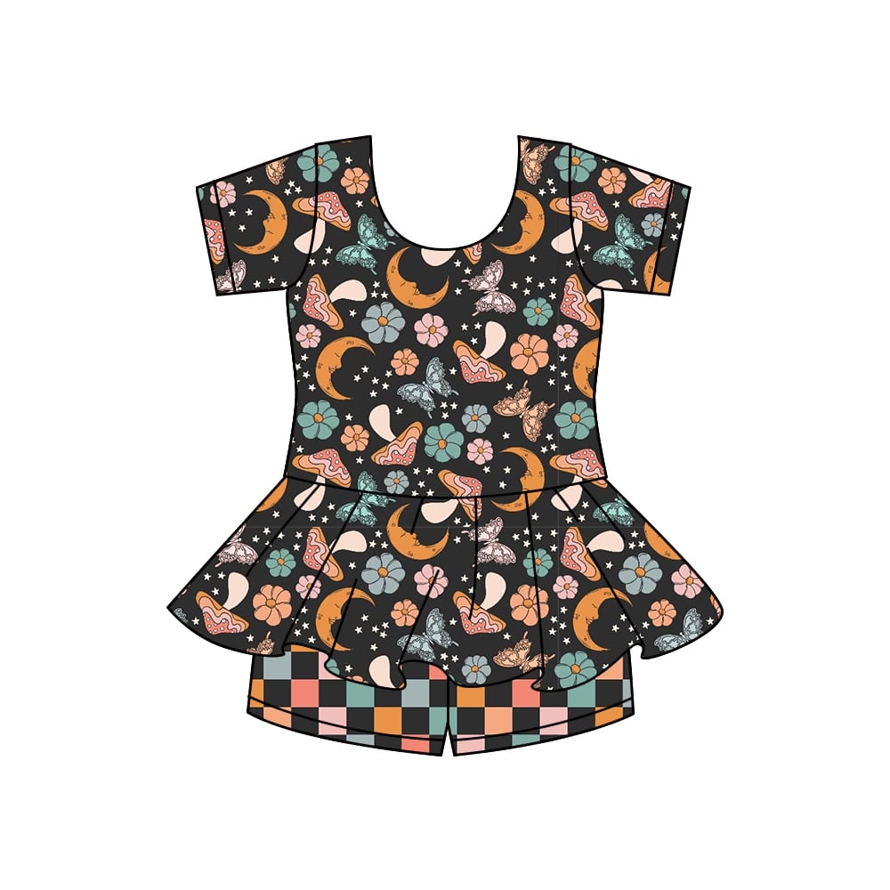 Preorder moq 5 Baby Girls Marshroom Butterfly Short Sleeves Top Shorts Sets