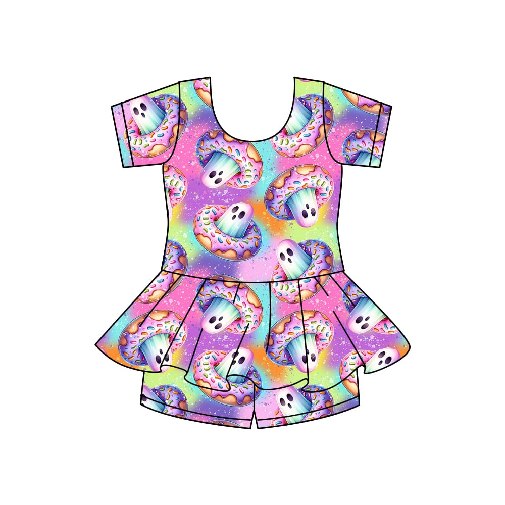 Preorder moq 5 Baby Girls Halloween Ghost Short Sleeves Top Shorts Sets