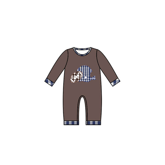 Baby Infant Boys Plaid Football Long Sleeve Rompers preorder(moq 5)