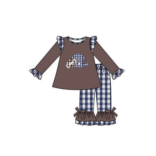 Baby Girls Plaid Football Top Fall Ruffle Pants Clothing preorder(moq 5)