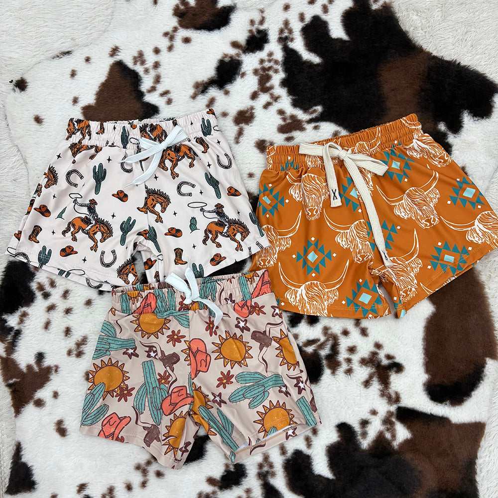 Sibling Brothers Baby Boys Western Trunks Swimsuits Swimwear