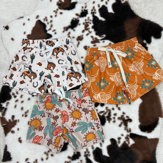 Sibling Brothers Baby Boys Western Trunks Swimsuits Swimwear