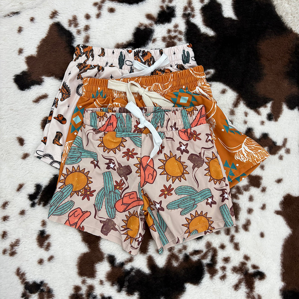 Sibling Brothers Baby Boys Western Trunks Swimsuits Swimwear