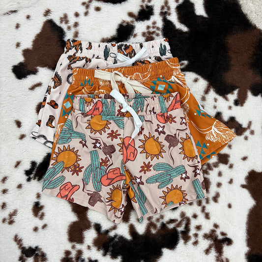 Sibling Brothers Baby Boys Western Trunks Swimsuits Swimwear