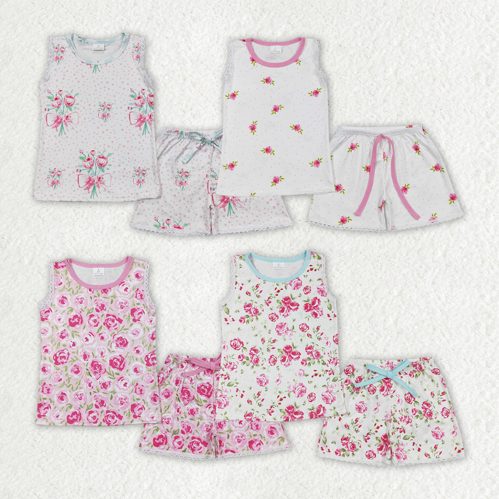 Baby Girls Flowers Shirt Top Shorts Sibling Sister Pajamas Clothes Sets