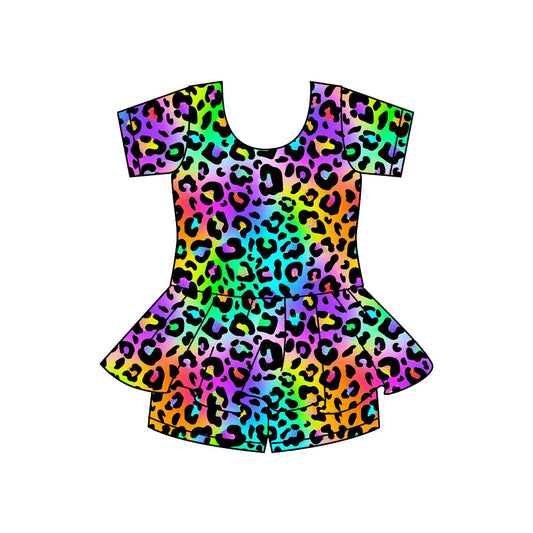 Preorder moq 5 Baby Girls Colorful Leopard Short Sleeves Top Shorts Sets