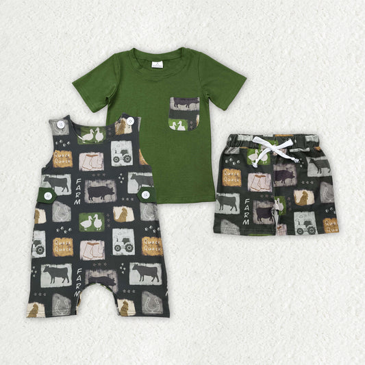 Sibling Baby Boys Western Cow Farm Rompers Outfits Sets