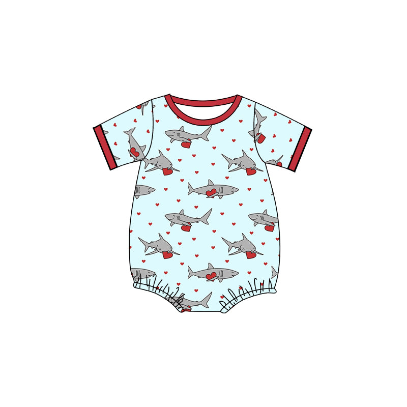 Baby Infant Boys Shark Hearts Short Sleeve Rompers preorder(moq 5)