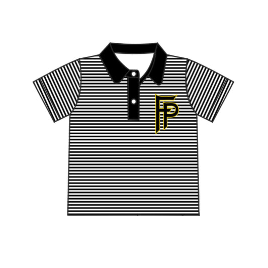 Baby Boys Team Black Stripes Short Sleeve Tee Shirts preorder(moq 5)