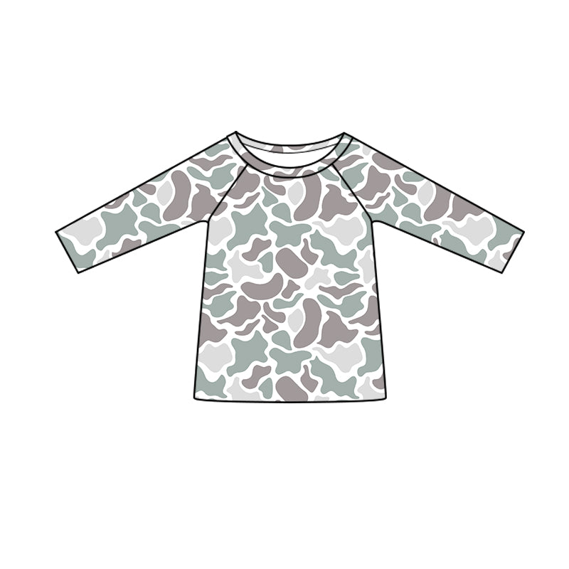 Preorder(moq 5) Baby Boys Long Sleeve Gray Camo Tee Shirts Tops