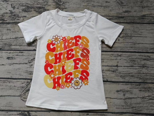 Baby Girls Chiefs Team Flowers Short Sleeve Tee Shirts Tops Preorder(moq 5)