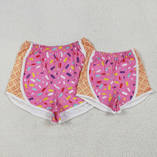 Mommy and me Baby Girls Pink Ice-cream Drip Yoga Shorts Bottoms