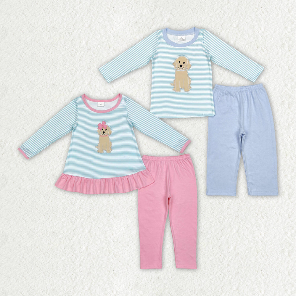 Baby Girls Boys Dog Top Pants Sibling Outfits Clothes Sets