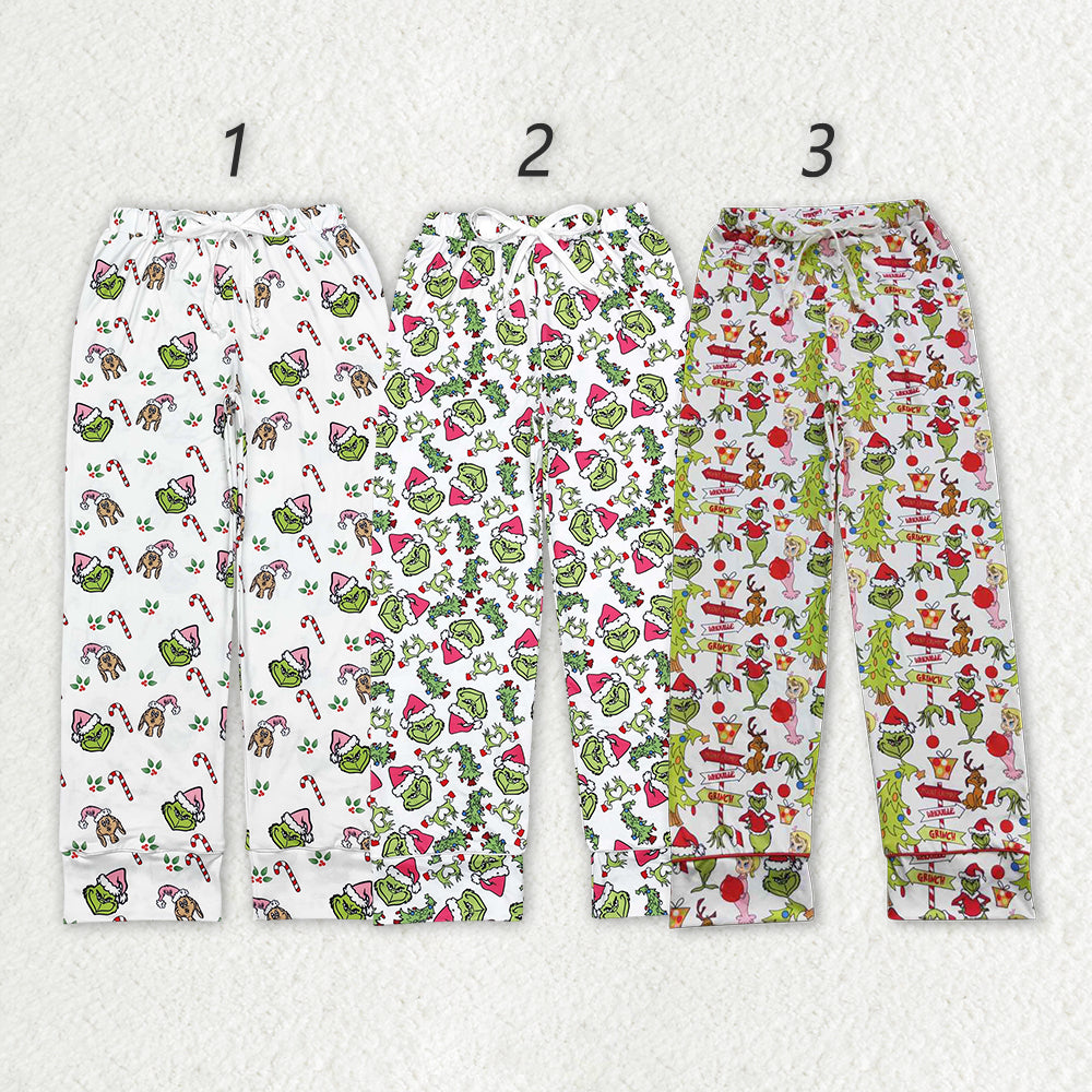 3 Colors Adult Women Christmas Green Face Bottom Pants Pajamas