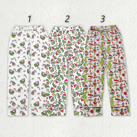 3 Colors Adult Women Christmas Green Face Bottom Pants Pajamas