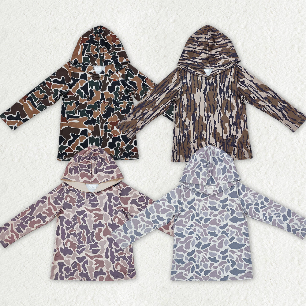Sibling Baby Boys Brown Camo Long Sleeve Hooded Tops