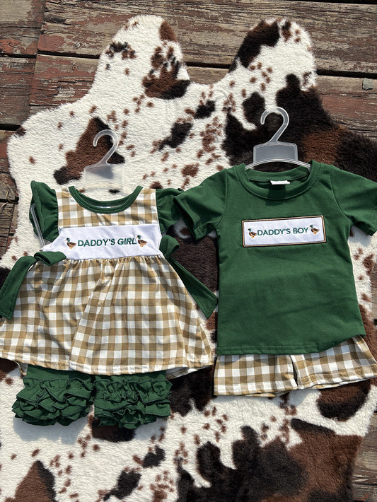 Sibling Boys Baby Girls Daddy Ducks Summer Outfits Suits