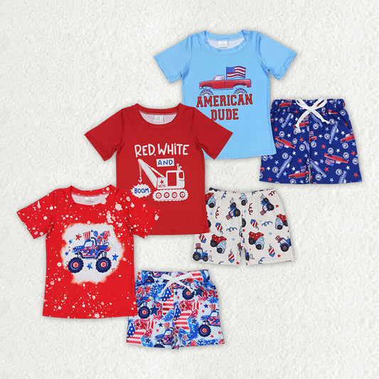 Sibling Baby Boys 4th Of July Tee Top Summer Kids Outfits Sets