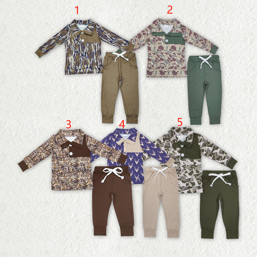 Sibling Brother Baby Boys Camouflage Pullovers Tops Pants Clothes Sets