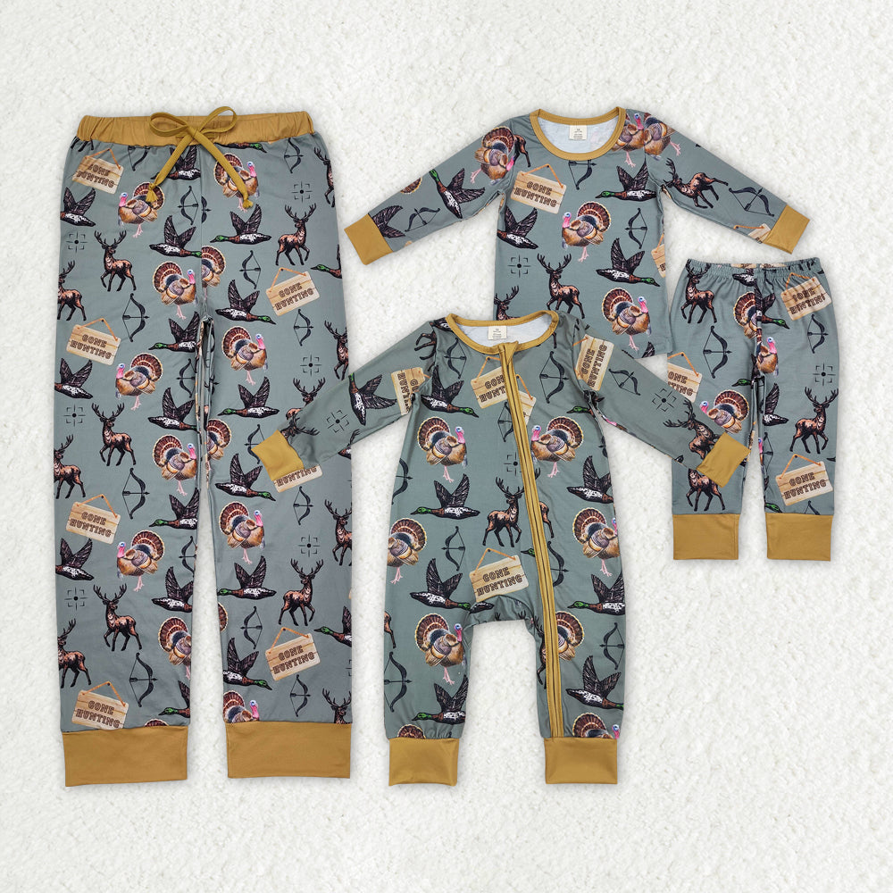 Family Sibling Baby Boys Hunting Ducks Bamboo Rompers Pajamas Clothes Sets