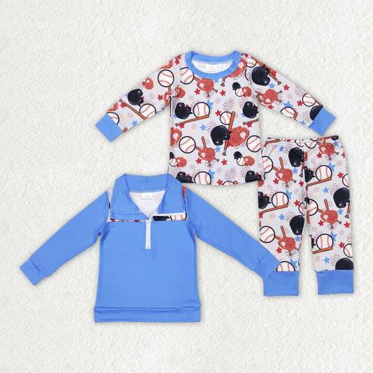 Sibling Brother Boys Baseball Long Sleeve Pullovers Pajamas Sets