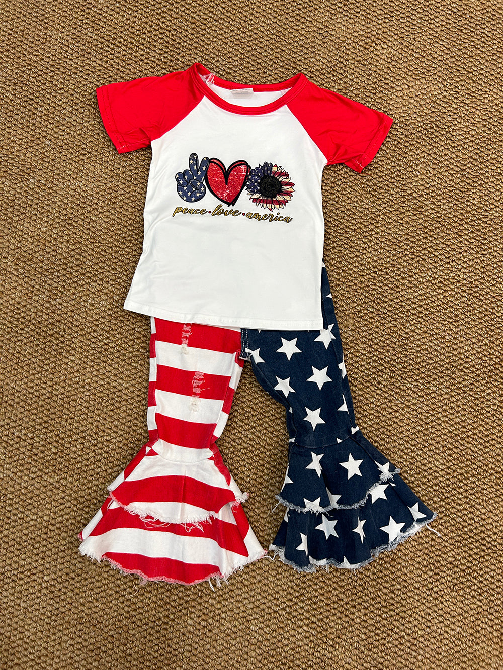 Baby Girls July 4th Denim Pants Clothes Sets
