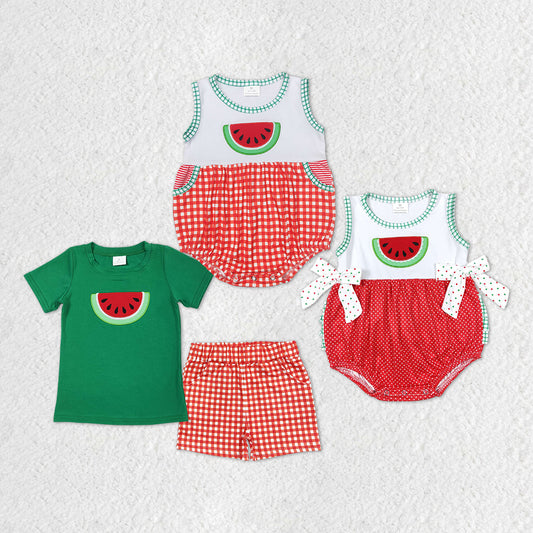 Baby Boys Watermelon Sibling Summer Rompers Clothes Sets