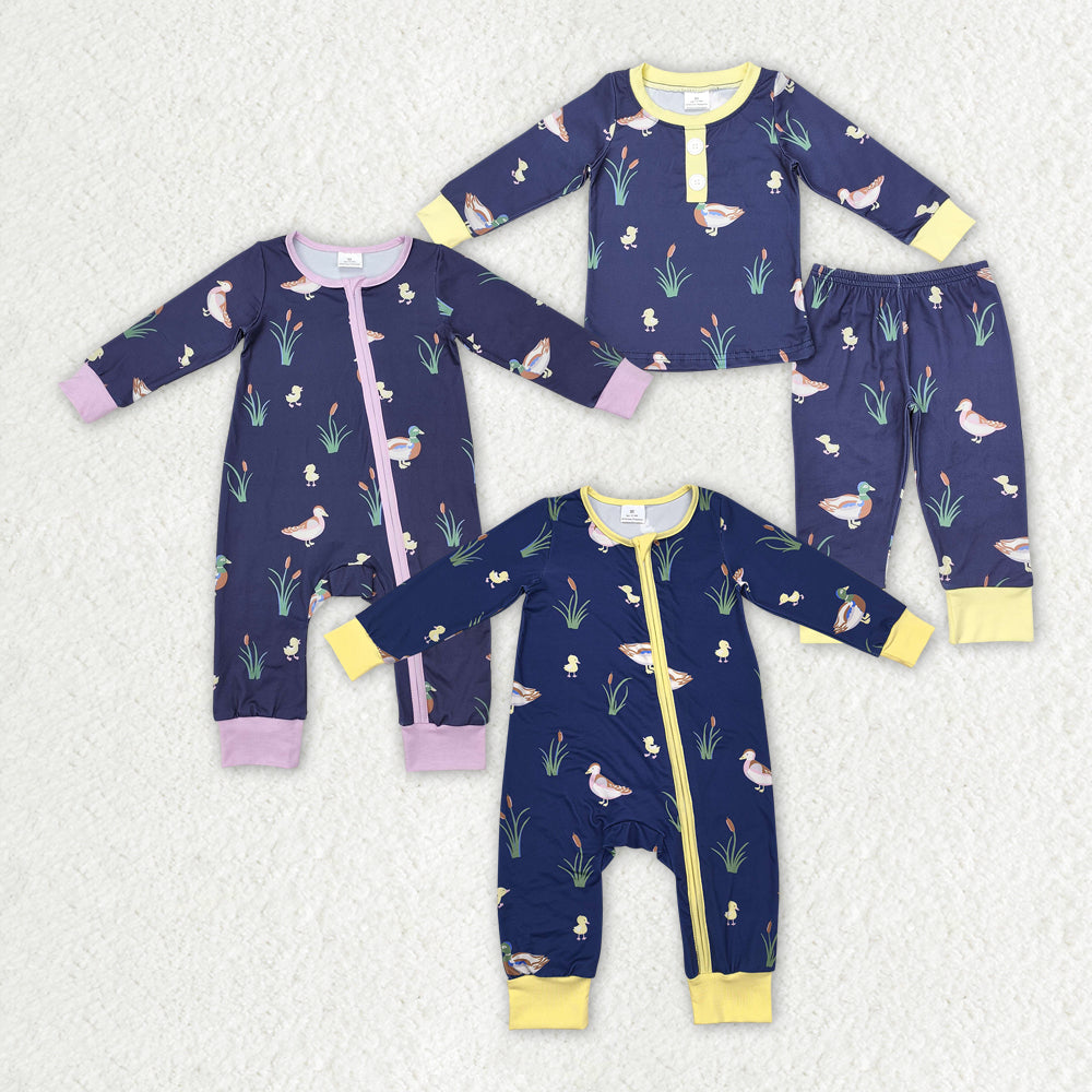 Sibling Girls Boys Mallard Ducks Rompers Pajamas Clothes Sets