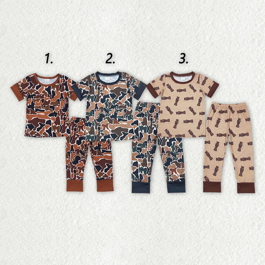 Sibling Baby Boys Camouflage Hunting Bamboo Shirt Pants Pajamas Clothes Sets