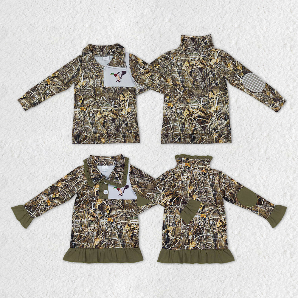 Sibling Girls Baby Boys Camo Hunting Duck Mallard Pullover Jackets Tops