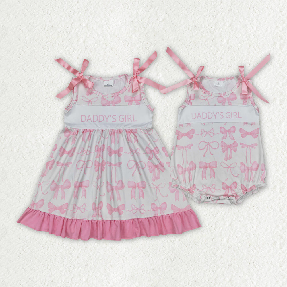 Sibling Baby Girls Daddy's Girl Bows Rompers Dresses