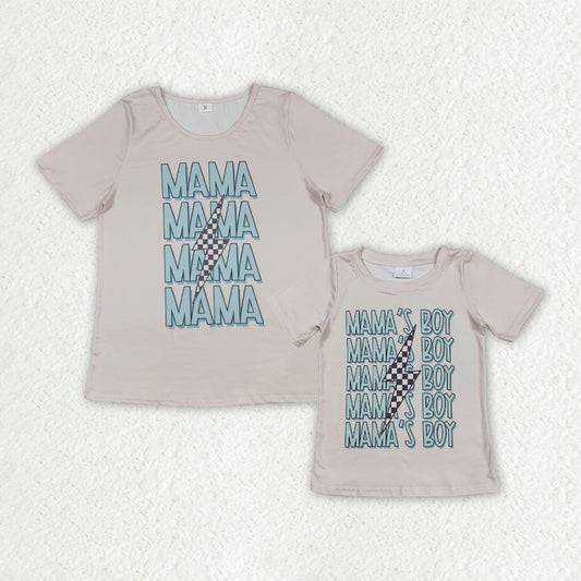 Family Mommy and Me Baby Boys MAMA'S BOY Lightning Tee Shirts Tops