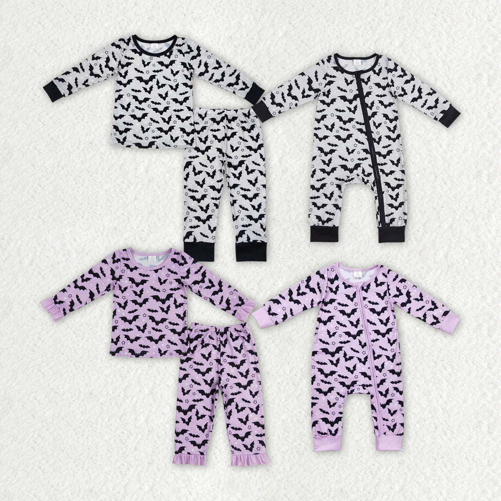 Baby Girls Halloween Bats Sibling Bamboo Pajamas Clothes Sets