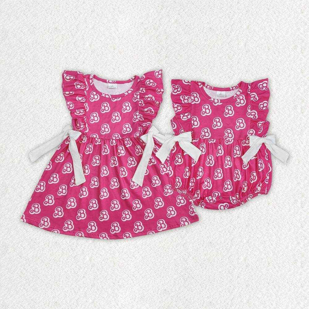 Sibling Baby Girls Doll B Bows Rompers Dresses