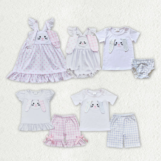 Sibling Boys Baby Girls Easter Rabbit Ears Rompers Clothes Suits