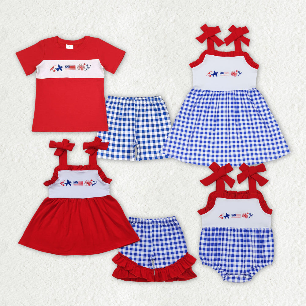 Baby Girls 4th Of July Flag Sibling Boys Rompers Shorts Clothes Sets