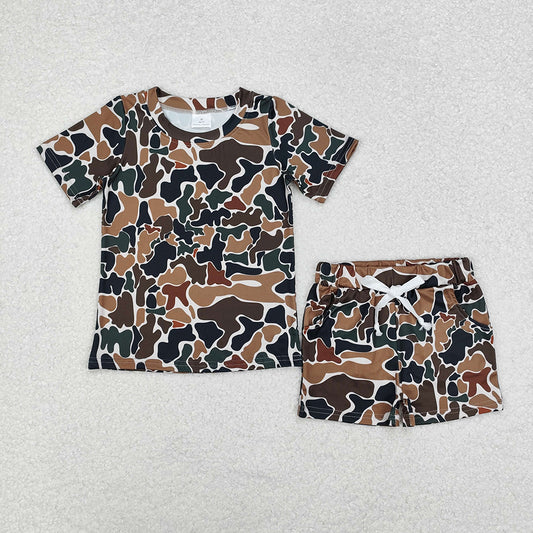 Baby Boys Duck Brown Camouflage Top Pockets Shorts Clothes Sets