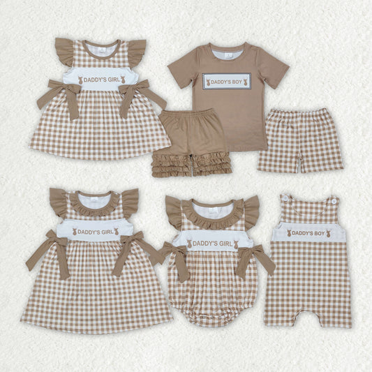 Sibling Boys Baby Girls Daddy's Girl Deers Checkered Sister Brother Suits