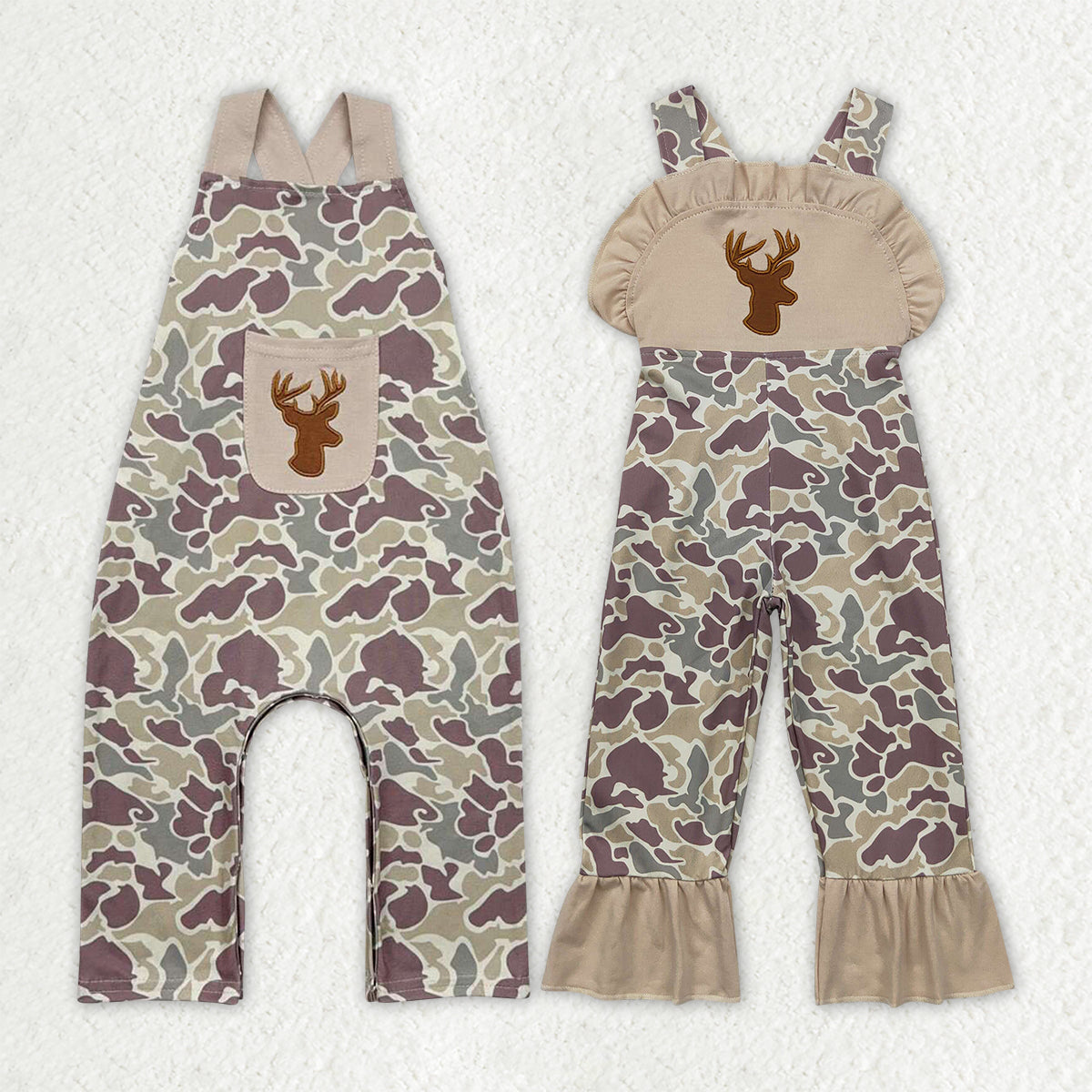 Sibling Boys Baby Girls Deer Camo Pants Hunting Jumpsuits Rompers