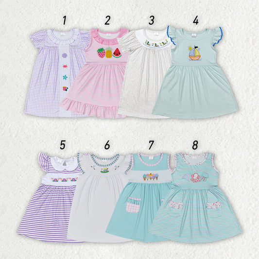 Embroidery Sibling Baby Girls Summer Knee Length Dresses