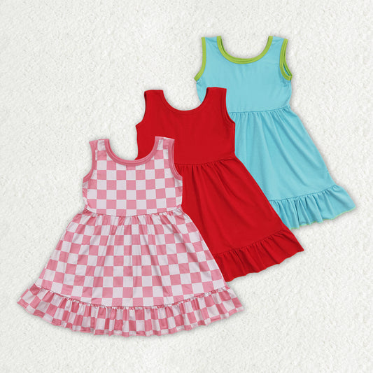 Sibling Baby Girls Sleeveless Ruffle Knee Length Summer Dresses