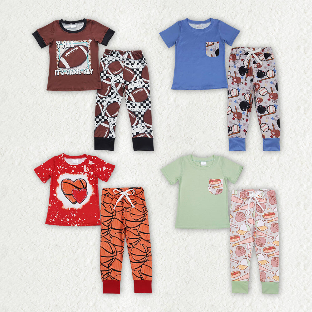 Sibling Baby Boys Game Sports Shirts Pants Outfits Sets