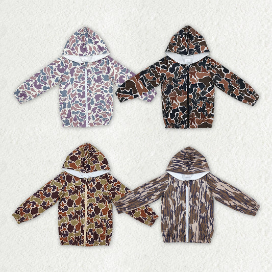 Sibling Baby Boys Hunting Camo Hooded Long Sleeve Zip Jackets Tops