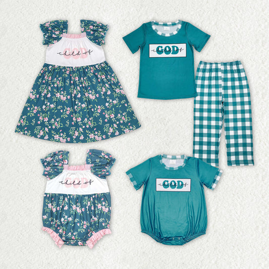 Baby Girls Boys Child Of God Sibling Dresses Rompers Clothes Sets